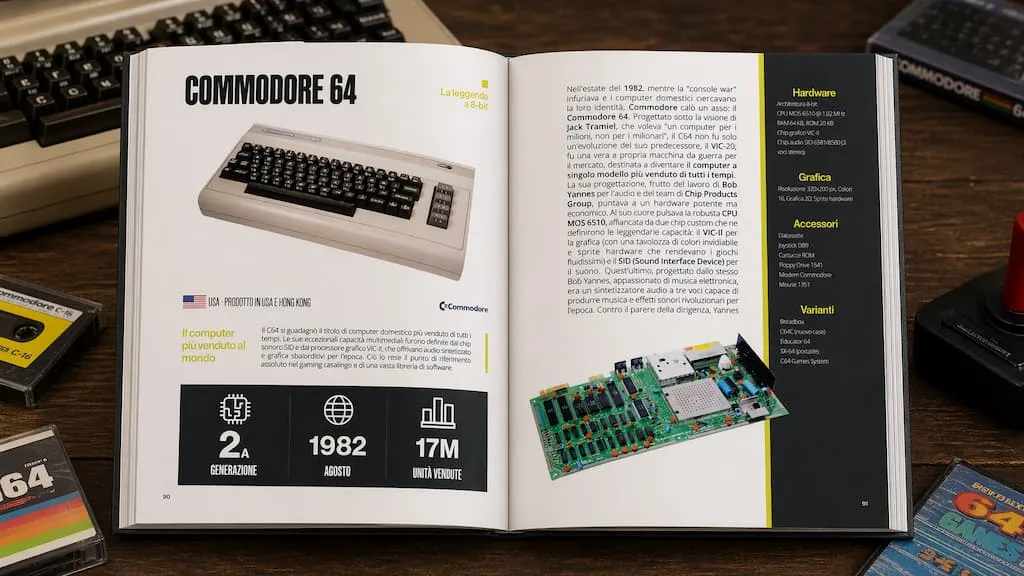 Retro GAME LOVER book example page: a view of Commodore 64 section